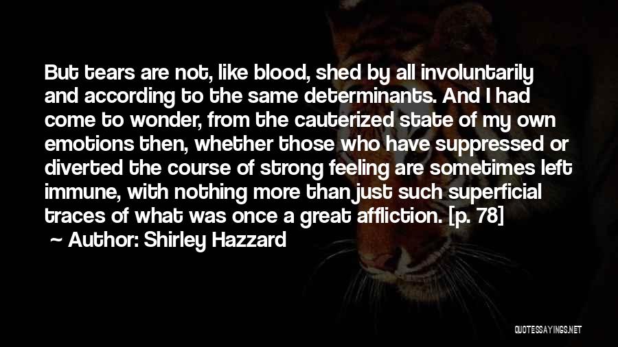 Shirley Hazzard Quotes: But Tears Are Not, Like Blood, Shed By All Involuntarily And According To The Same Determinants. And I Had Come