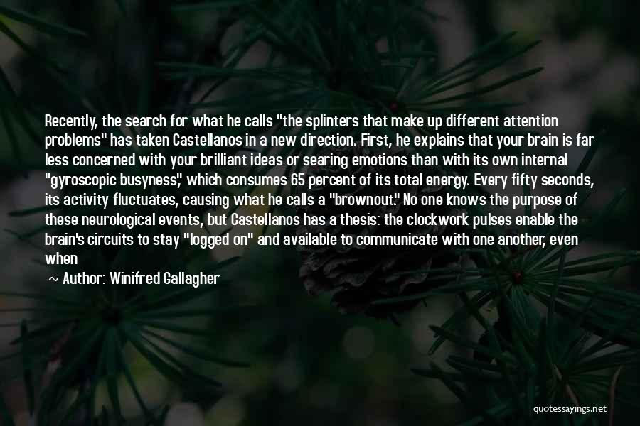 Winifred Gallagher Quotes: Recently, The Search For What He Calls The Splinters That Make Up Different Attention Problems Has Taken Castellanos In A