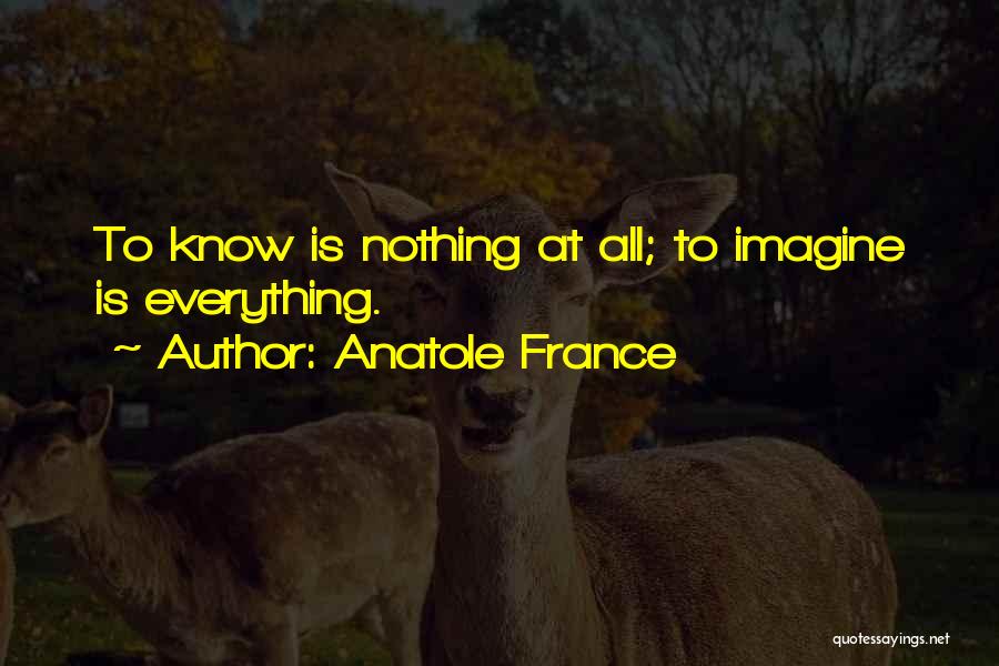 Anatole France Quotes: To Know Is Nothing At All; To Imagine Is Everything.