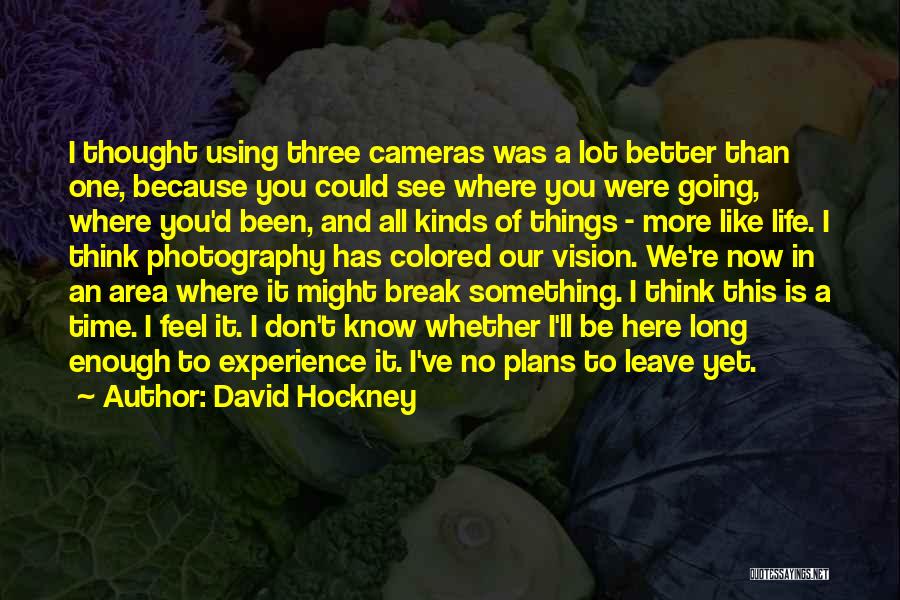 David Hockney Quotes: I Thought Using Three Cameras Was A Lot Better Than One, Because You Could See Where You Were Going, Where