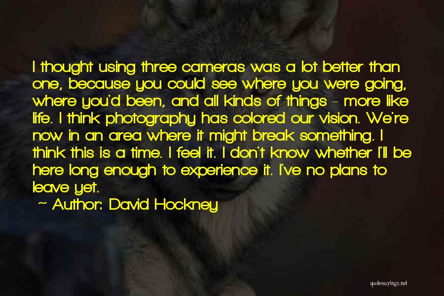 David Hockney Quotes: I Thought Using Three Cameras Was A Lot Better Than One, Because You Could See Where You Were Going, Where