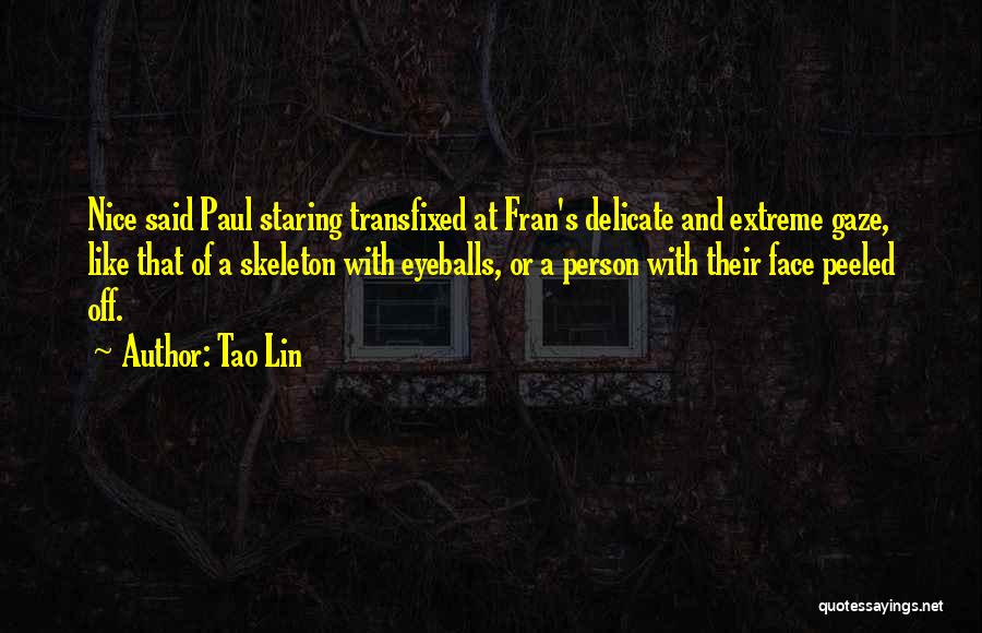 Tao Lin Quotes: Nice Said Paul Staring Transfixed At Fran's Delicate And Extreme Gaze, Like That Of A Skeleton With Eyeballs, Or A