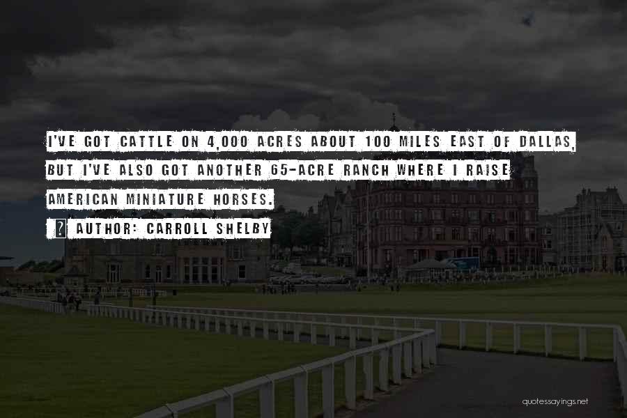 Carroll Shelby Quotes: I've Got Cattle On 4,000 Acres About 100 Miles East Of Dallas, But I've Also Got Another 65-acre Ranch Where