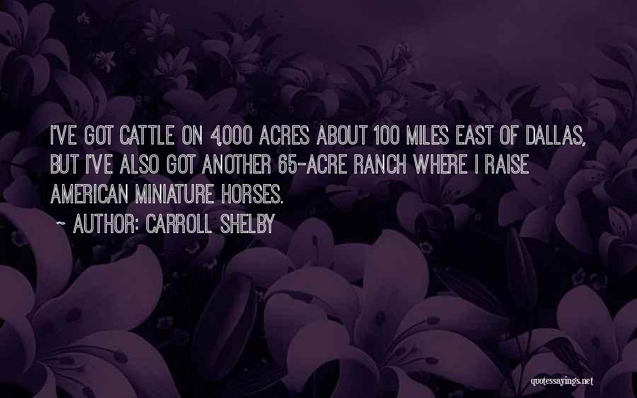 Carroll Shelby Quotes: I've Got Cattle On 4,000 Acres About 100 Miles East Of Dallas, But I've Also Got Another 65-acre Ranch Where