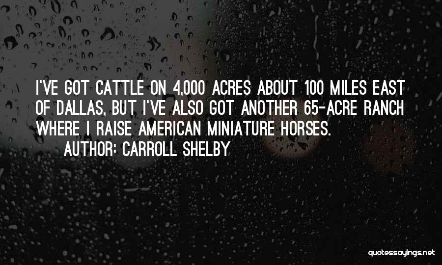 Carroll Shelby Quotes: I've Got Cattle On 4,000 Acres About 100 Miles East Of Dallas, But I've Also Got Another 65-acre Ranch Where