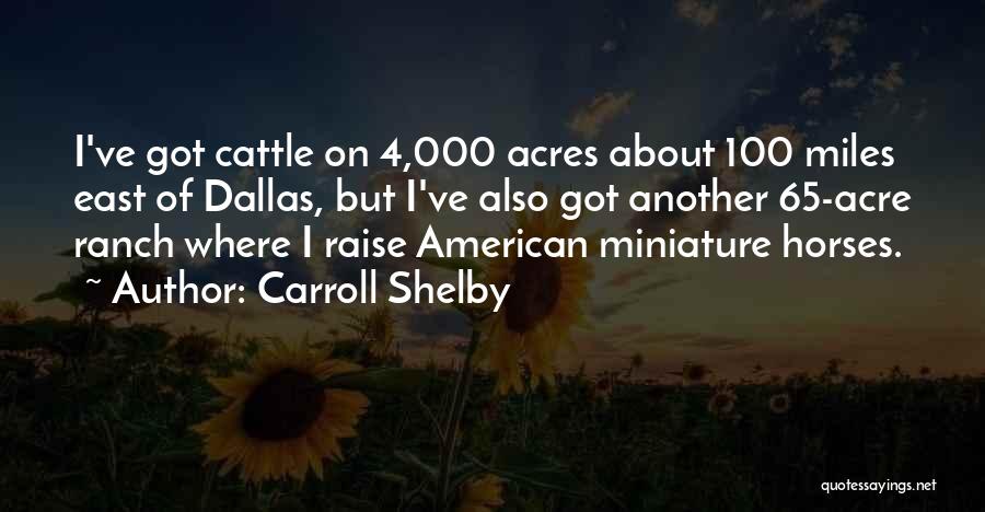 Carroll Shelby Quotes: I've Got Cattle On 4,000 Acres About 100 Miles East Of Dallas, But I've Also Got Another 65-acre Ranch Where