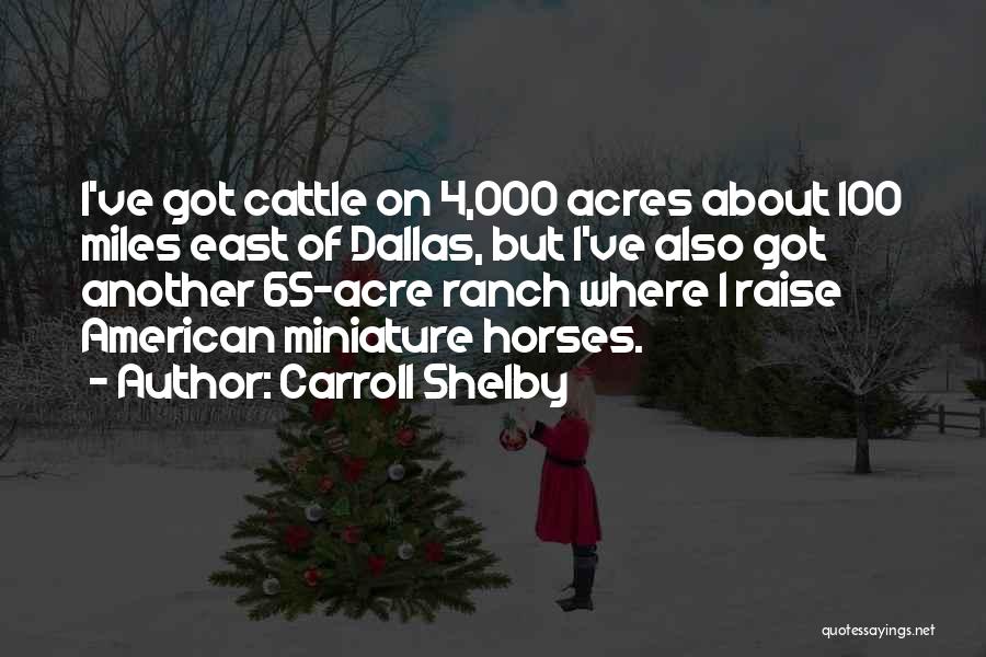 Carroll Shelby Quotes: I've Got Cattle On 4,000 Acres About 100 Miles East Of Dallas, But I've Also Got Another 65-acre Ranch Where