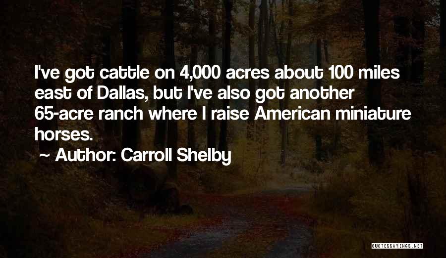 Carroll Shelby Quotes: I've Got Cattle On 4,000 Acres About 100 Miles East Of Dallas, But I've Also Got Another 65-acre Ranch Where