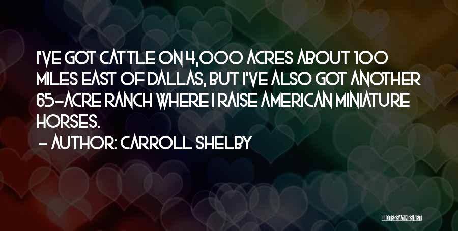 Carroll Shelby Quotes: I've Got Cattle On 4,000 Acres About 100 Miles East Of Dallas, But I've Also Got Another 65-acre Ranch Where