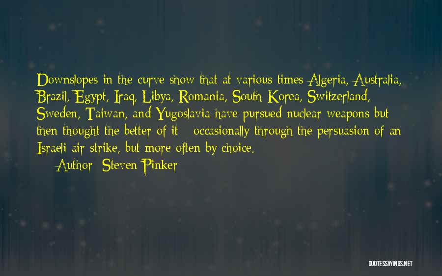 Steven Pinker Quotes: Downslopes In The Curve Show That At Various Times Algeria, Australia, Brazil, Egypt, Iraq, Libya, Romania, South Korea, Switzerland, Sweden,