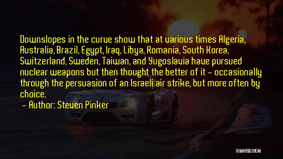 Steven Pinker Quotes: Downslopes In The Curve Show That At Various Times Algeria, Australia, Brazil, Egypt, Iraq, Libya, Romania, South Korea, Switzerland, Sweden,