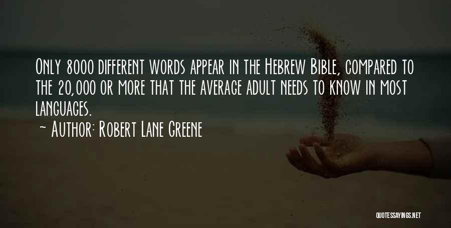 Robert Lane Greene Quotes: Only 8000 Different Words Appear In The Hebrew Bible, Compared To The 20,000 Or More That The Average Adult Needs