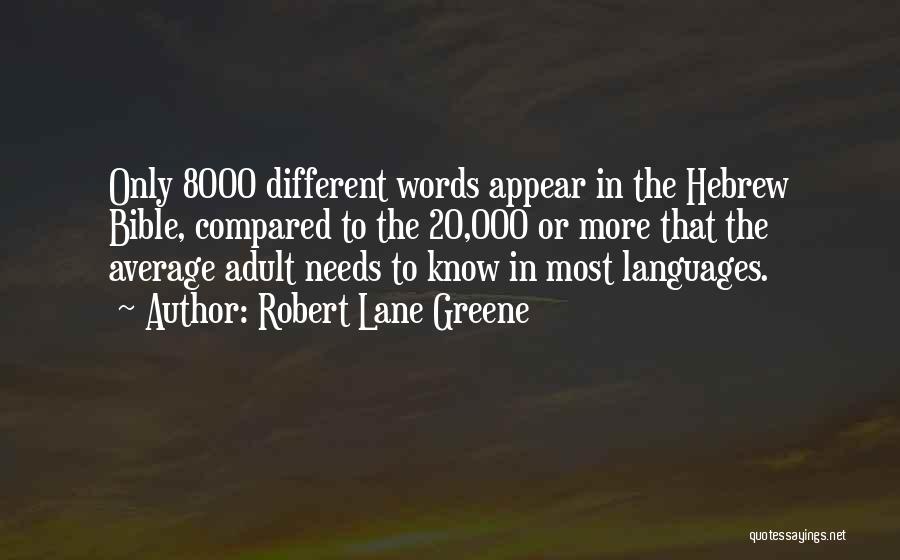 Robert Lane Greene Quotes: Only 8000 Different Words Appear In The Hebrew Bible, Compared To The 20,000 Or More That The Average Adult Needs