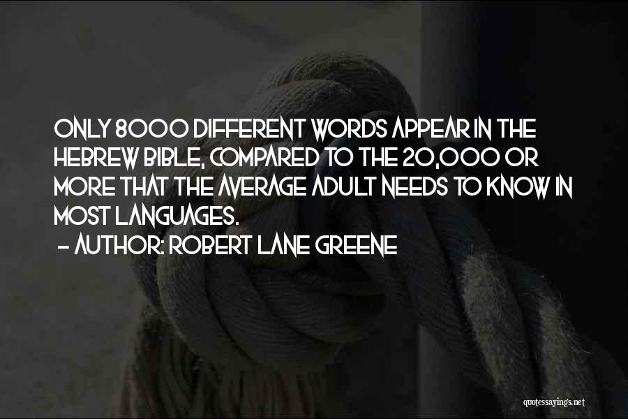 Robert Lane Greene Quotes: Only 8000 Different Words Appear In The Hebrew Bible, Compared To The 20,000 Or More That The Average Adult Needs