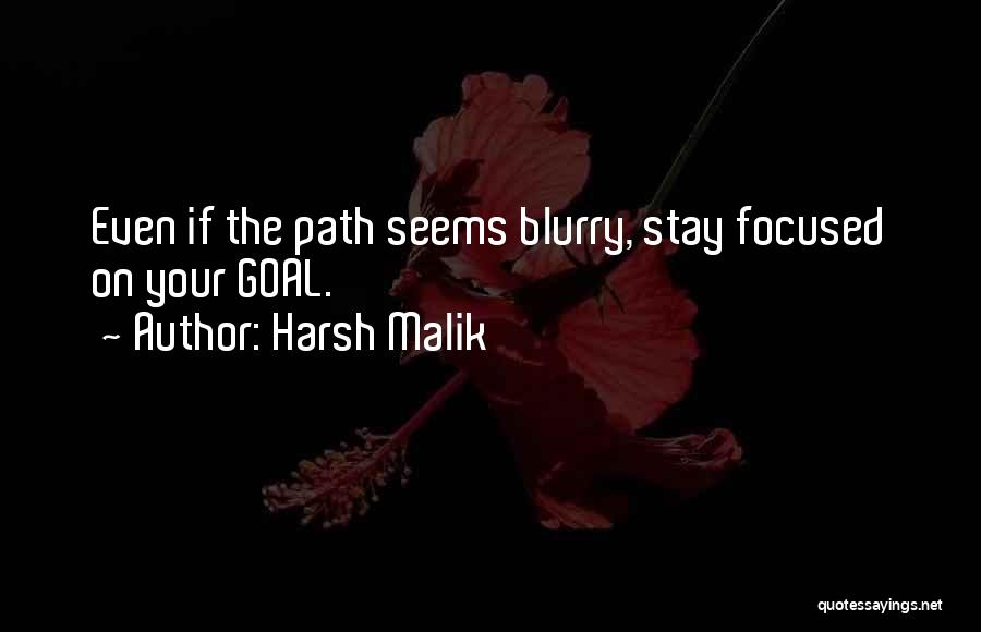Harsh Malik Quotes: Even If The Path Seems Blurry, Stay Focused On Your Goal.