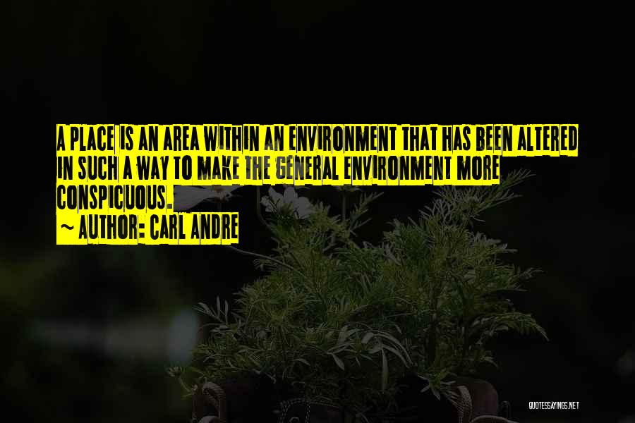 Carl Andre Quotes: A Place Is An Area Within An Environment That Has Been Altered In Such A Way To Make The General