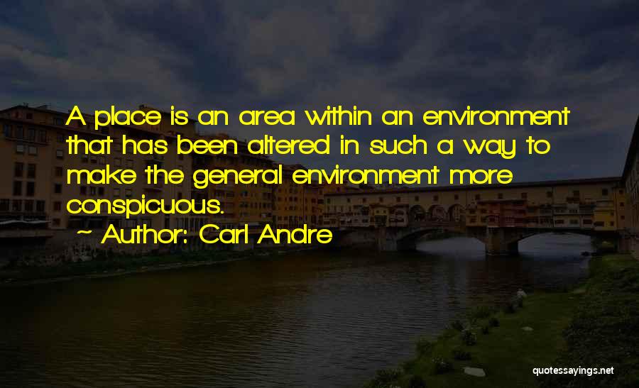 Carl Andre Quotes: A Place Is An Area Within An Environment That Has Been Altered In Such A Way To Make The General