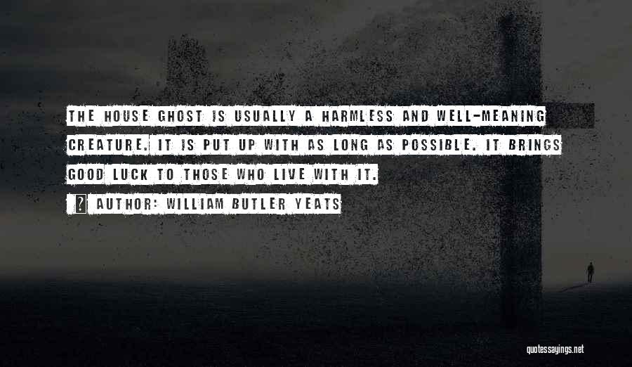 William Butler Yeats Quotes: The House Ghost Is Usually A Harmless And Well-meaning Creature. It Is Put Up With As Long As Possible. It