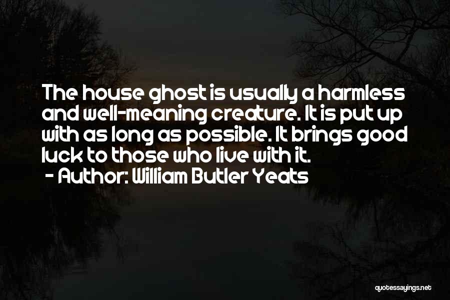 William Butler Yeats Quotes: The House Ghost Is Usually A Harmless And Well-meaning Creature. It Is Put Up With As Long As Possible. It