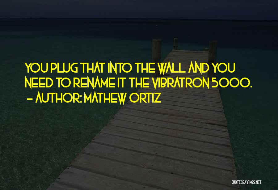 Mathew Ortiz Quotes: You Plug That Into The Wall And You Need To Rename It The Vibratron 5000.