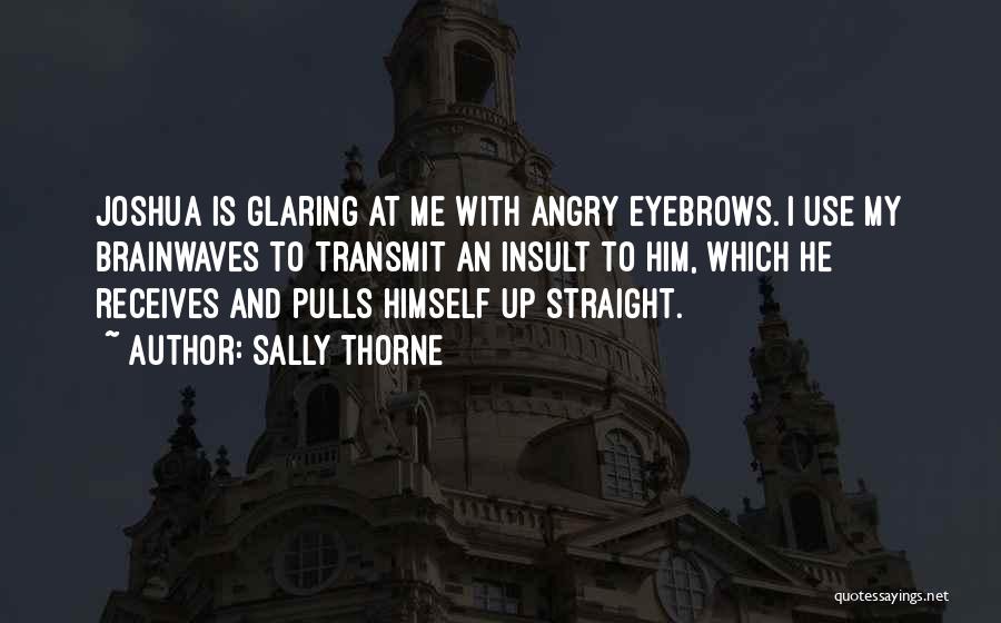 Sally Thorne Quotes: Joshua Is Glaring At Me With Angry Eyebrows. I Use My Brainwaves To Transmit An Insult To Him, Which He