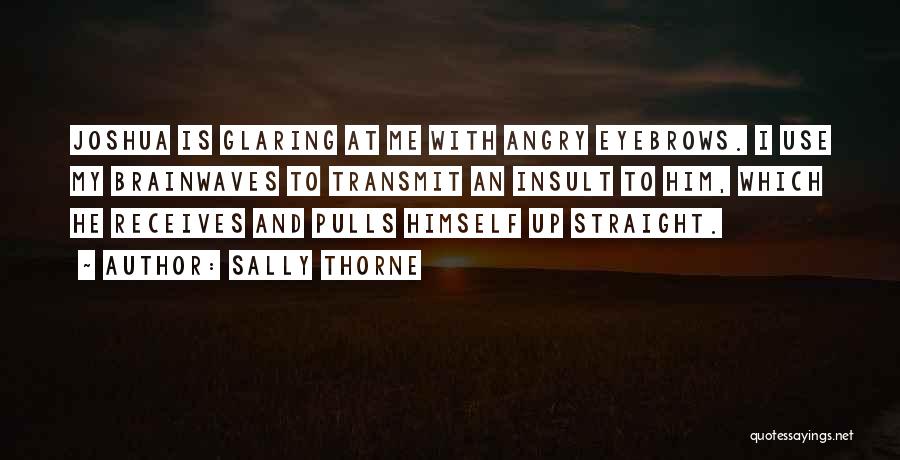 Sally Thorne Quotes: Joshua Is Glaring At Me With Angry Eyebrows. I Use My Brainwaves To Transmit An Insult To Him, Which He