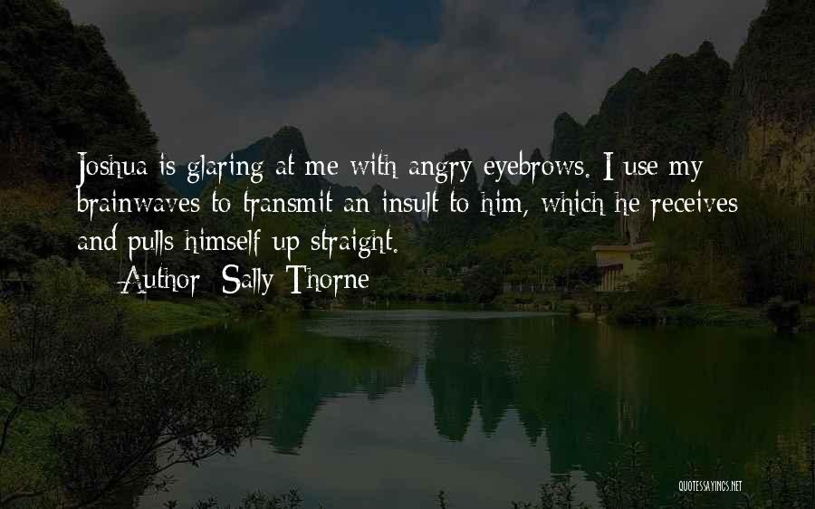 Sally Thorne Quotes: Joshua Is Glaring At Me With Angry Eyebrows. I Use My Brainwaves To Transmit An Insult To Him, Which He