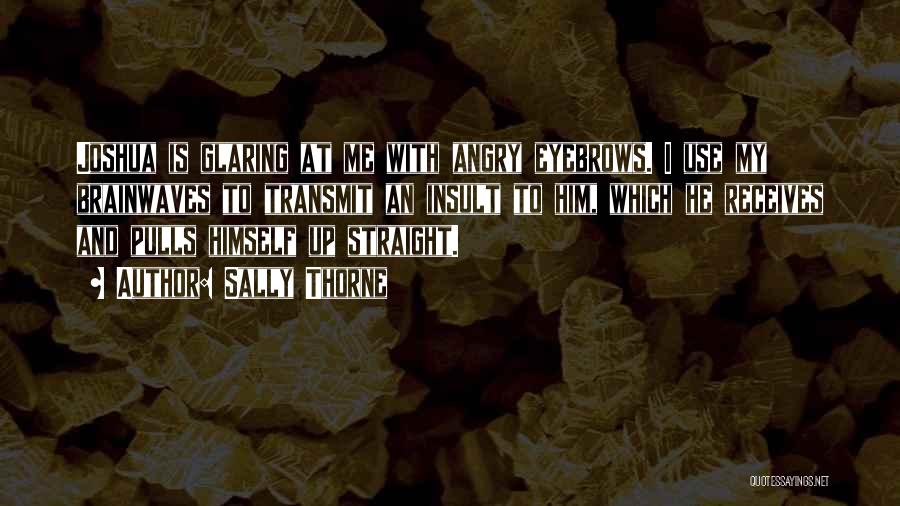 Sally Thorne Quotes: Joshua Is Glaring At Me With Angry Eyebrows. I Use My Brainwaves To Transmit An Insult To Him, Which He