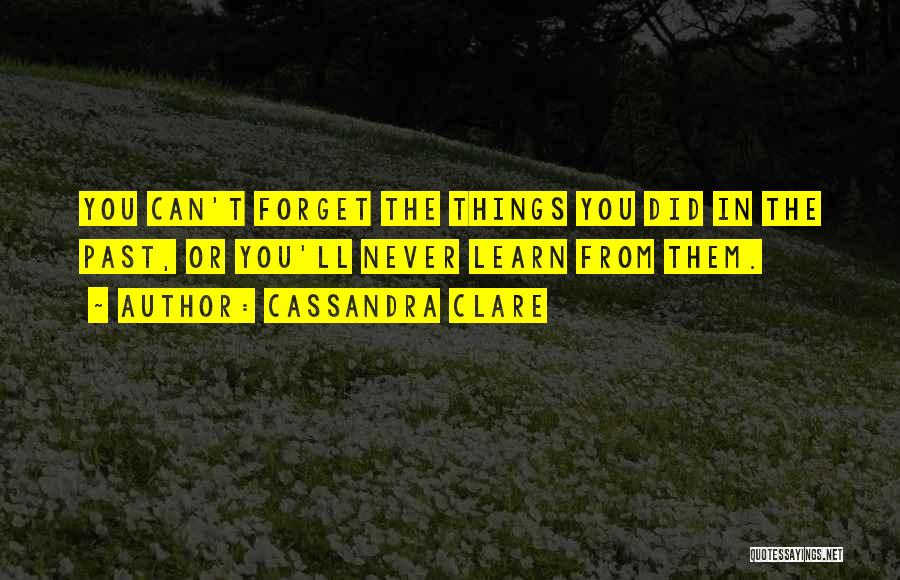 Cassandra Clare Quotes: You Can't Forget The Things You Did In The Past, Or You'll Never Learn From Them.