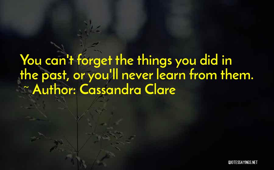 Cassandra Clare Quotes: You Can't Forget The Things You Did In The Past, Or You'll Never Learn From Them.