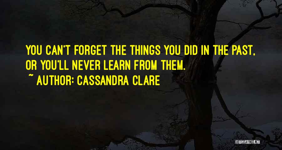 Cassandra Clare Quotes: You Can't Forget The Things You Did In The Past, Or You'll Never Learn From Them.