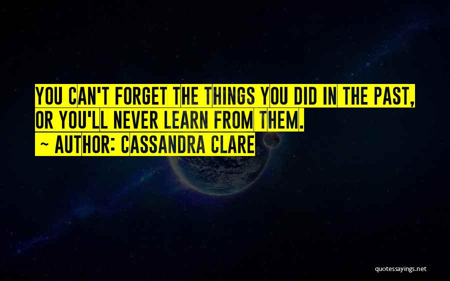 Cassandra Clare Quotes: You Can't Forget The Things You Did In The Past, Or You'll Never Learn From Them.