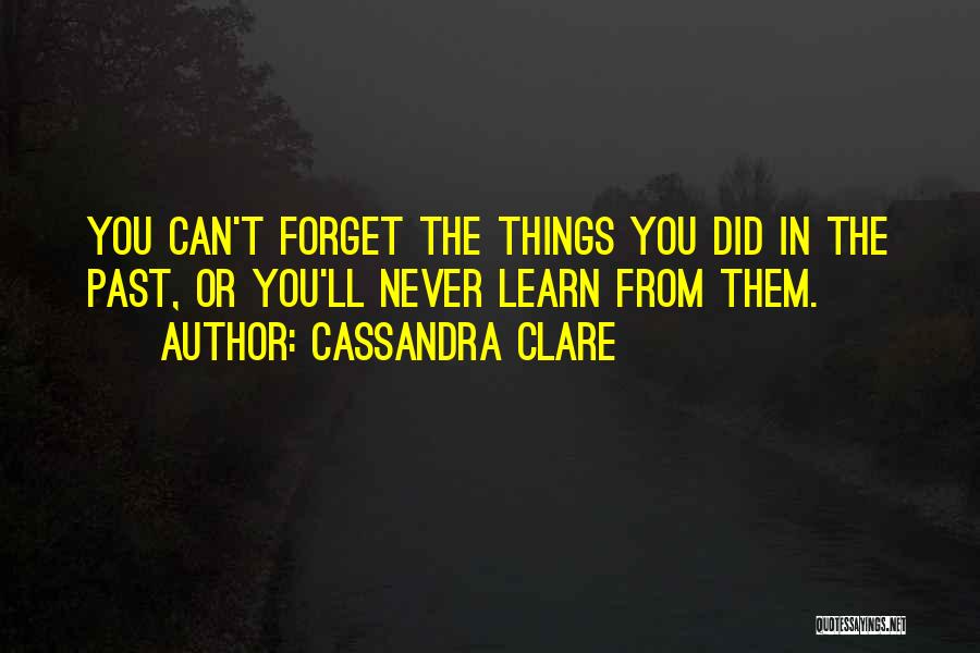 Cassandra Clare Quotes: You Can't Forget The Things You Did In The Past, Or You'll Never Learn From Them.