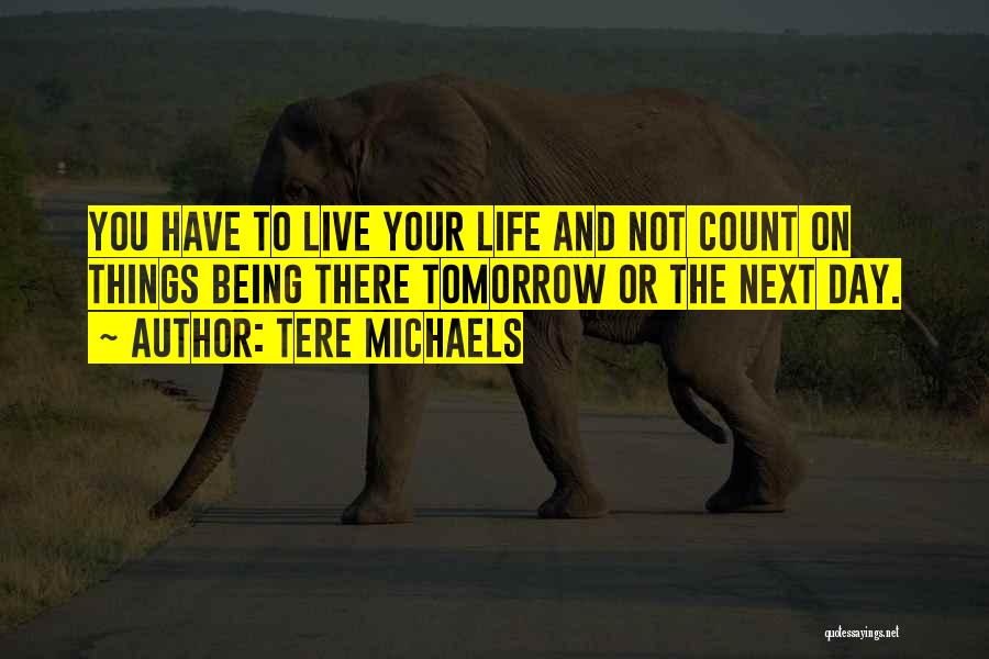 Tere Michaels Quotes: You Have To Live Your Life And Not Count On Things Being There Tomorrow Or The Next Day.