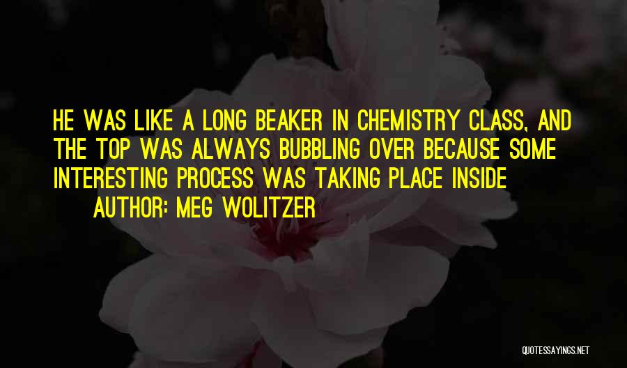 Meg Wolitzer Quotes: He Was Like A Long Beaker In Chemistry Class, And The Top Was Always Bubbling Over Because Some Interesting Process