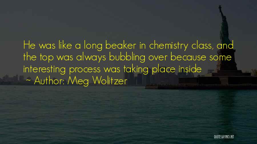 Meg Wolitzer Quotes: He Was Like A Long Beaker In Chemistry Class, And The Top Was Always Bubbling Over Because Some Interesting Process