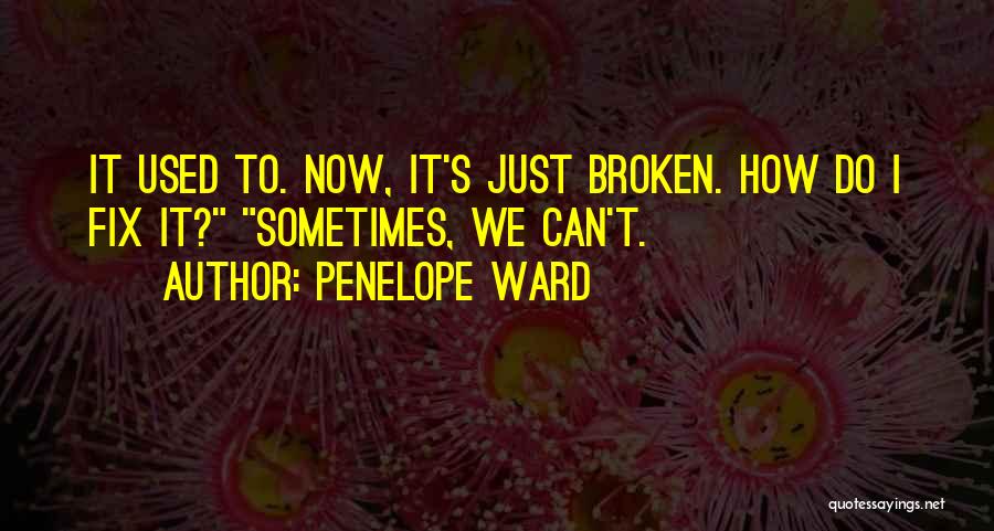 Penelope Ward Quotes: It Used To. Now, It's Just Broken. How Do I Fix It? Sometimes, We Can't.