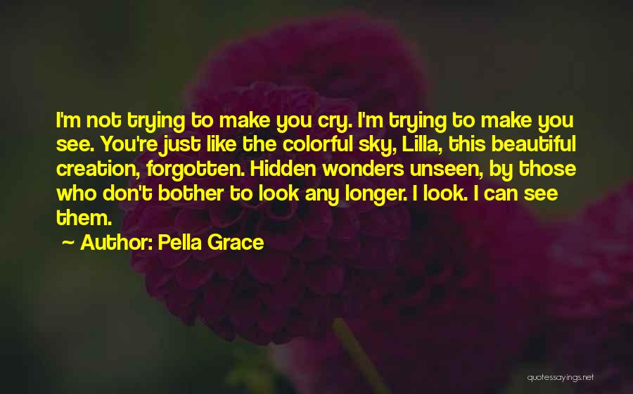 Pella Grace Quotes: I'm Not Trying To Make You Cry. I'm Trying To Make You See. You're Just Like The Colorful Sky, Lilla,