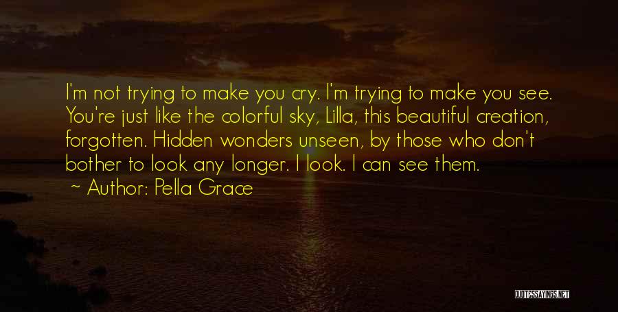 Pella Grace Quotes: I'm Not Trying To Make You Cry. I'm Trying To Make You See. You're Just Like The Colorful Sky, Lilla,