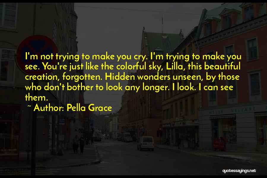 Pella Grace Quotes: I'm Not Trying To Make You Cry. I'm Trying To Make You See. You're Just Like The Colorful Sky, Lilla,