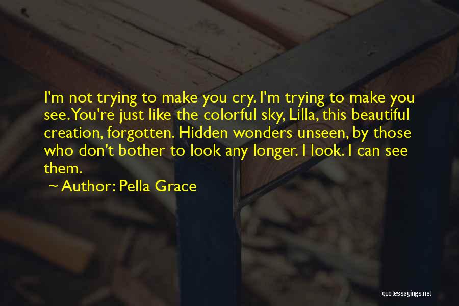 Pella Grace Quotes: I'm Not Trying To Make You Cry. I'm Trying To Make You See. You're Just Like The Colorful Sky, Lilla,