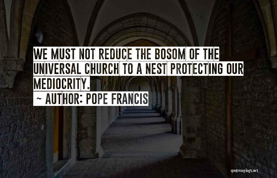 Pope Francis Quotes: We Must Not Reduce The Bosom Of The Universal Church To A Nest Protecting Our Mediocrity.