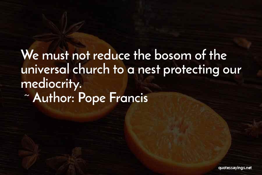 Pope Francis Quotes: We Must Not Reduce The Bosom Of The Universal Church To A Nest Protecting Our Mediocrity.