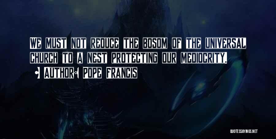 Pope Francis Quotes: We Must Not Reduce The Bosom Of The Universal Church To A Nest Protecting Our Mediocrity.
