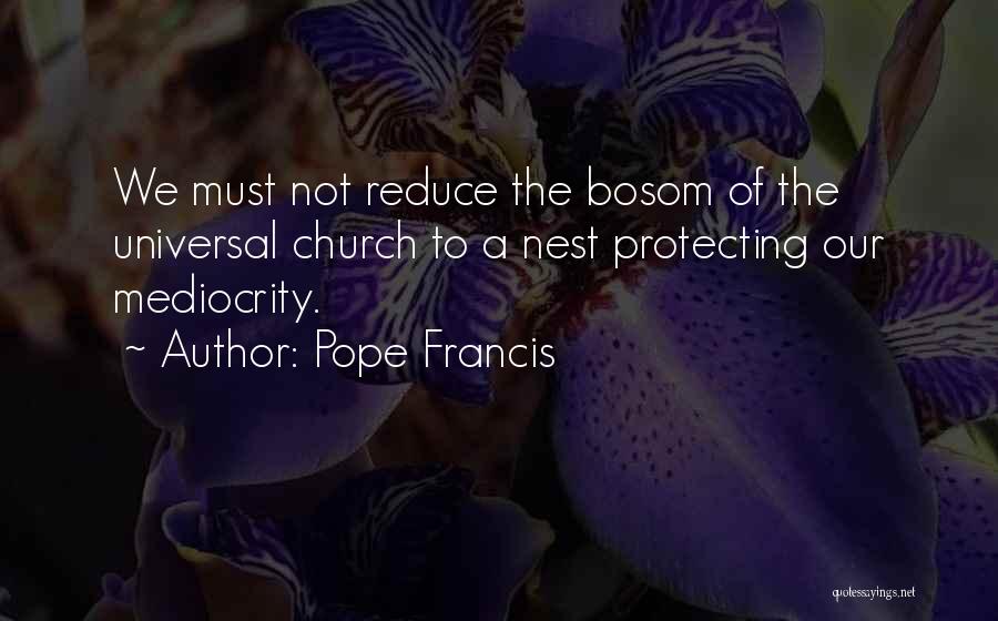 Pope Francis Quotes: We Must Not Reduce The Bosom Of The Universal Church To A Nest Protecting Our Mediocrity.