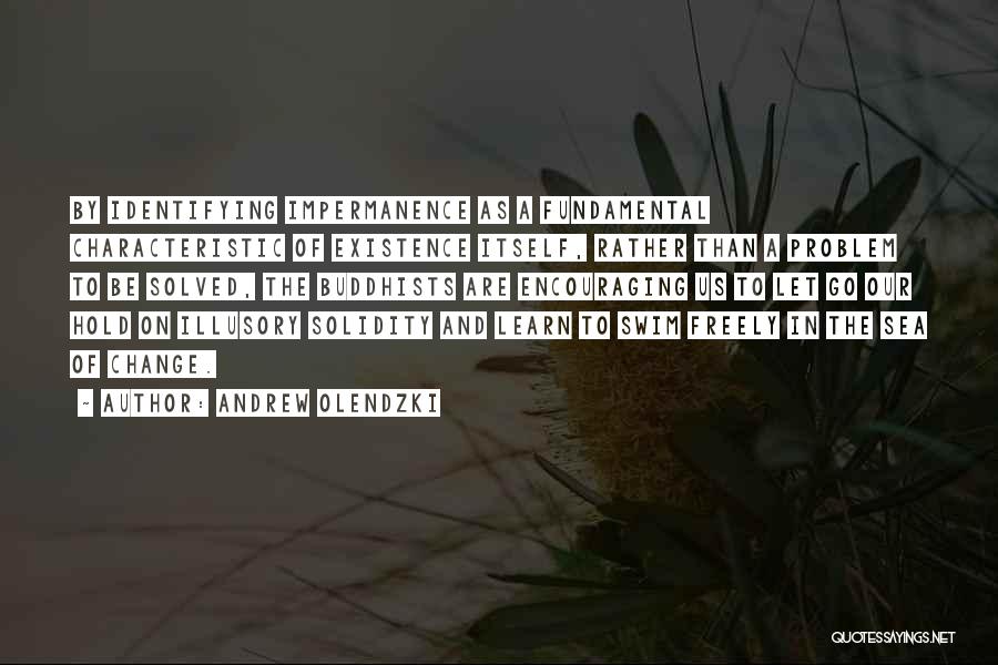 Andrew Olendzki Quotes: By Identifying Impermanence As A Fundamental Characteristic Of Existence Itself, Rather Than A Problem To Be Solved, The Buddhists Are