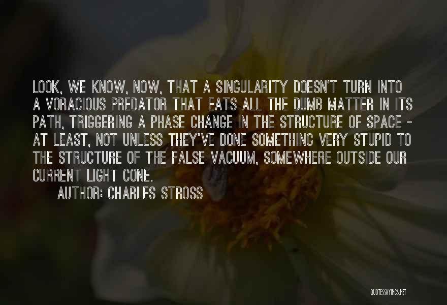 Charles Stross Quotes: Look, We Know, Now, That A Singularity Doesn't Turn Into A Voracious Predator That Eats All The Dumb Matter In