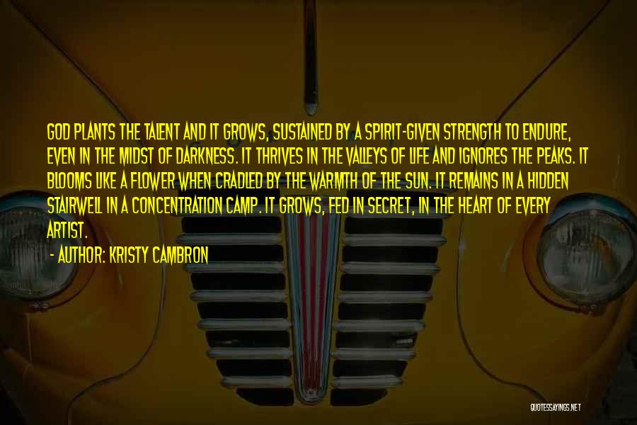 Kristy Cambron Quotes: God Plants The Talent And It Grows, Sustained By A Spirit-given Strength To Endure, Even In The Midst Of Darkness.