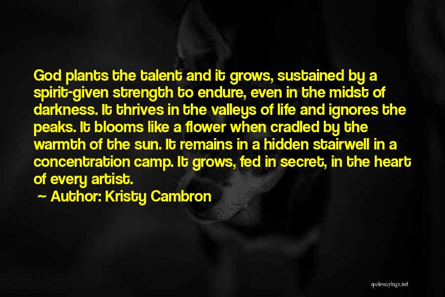 Kristy Cambron Quotes: God Plants The Talent And It Grows, Sustained By A Spirit-given Strength To Endure, Even In The Midst Of Darkness.