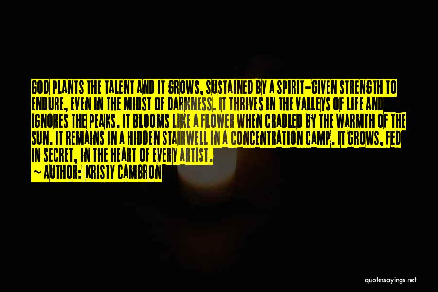 Kristy Cambron Quotes: God Plants The Talent And It Grows, Sustained By A Spirit-given Strength To Endure, Even In The Midst Of Darkness.